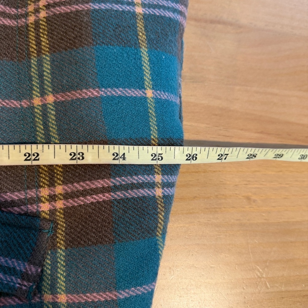 Boden Teal Brown Pink Yellow Plaid Pembroke Hooded Puffer Vest Size 16 - Picture 16 of 16